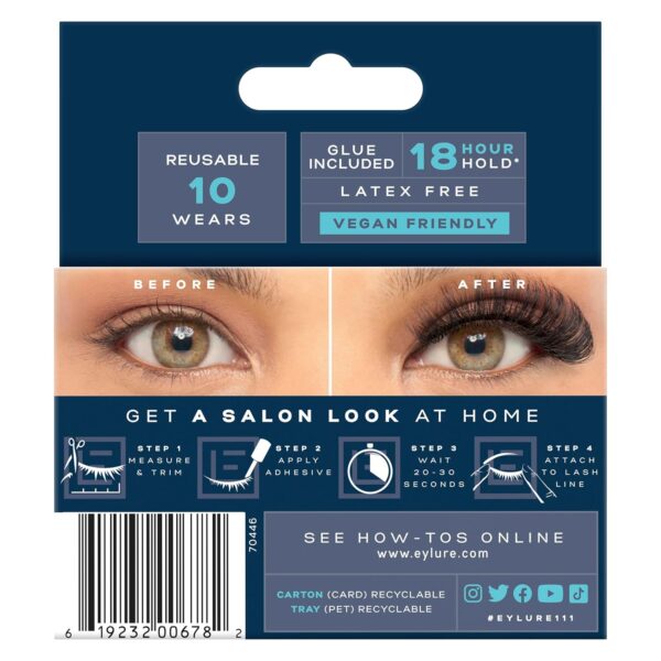 Eylure Salon Extension Look False Eyelashes, Volume No. 111, 1 Pair