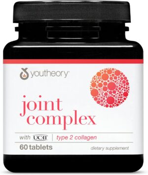 Youtheory Joint Complex with UC-II - Collagen Type 2 for Joints - Collagen Supplement - with Boswellia Extract, Ginger & Turmeric - Offers Joint Support* - Dairy, Soy & Gluten Free - 60 Tablets