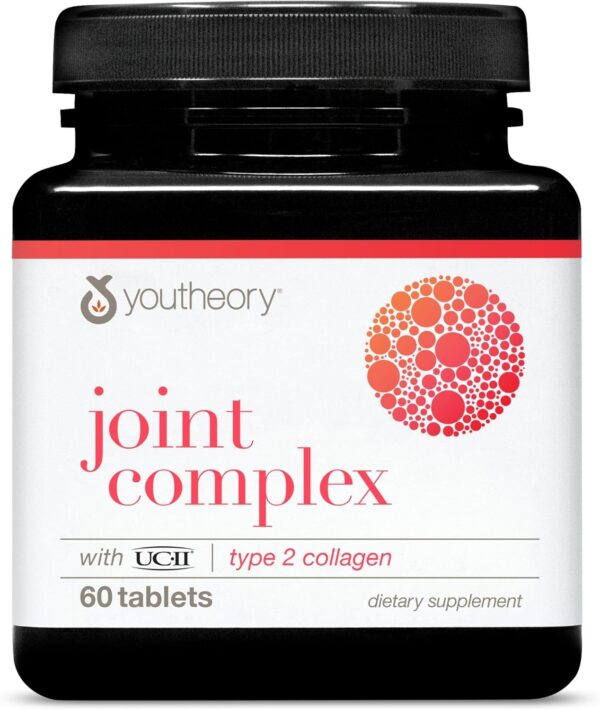 Youtheory Joint Complex with UC-II - Collagen Type 2 for Joints - Collagen Supplement - with Boswellia Extract, Ginger & Turmeric - Offers Joint Support* - Dairy, Soy & Gluten Free - 60 Tablets