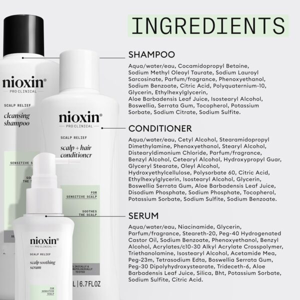 Nioxin Scalp Relief System Kit | For Sensitive Itchy Scalp | Made with Aloe Vera and Vitamin E | Trial Size
