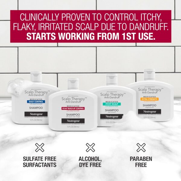 Neutrogena Scalp Therapy Anti-Dandruff Shampoo for Scalp Build-up Control, 2.5% salicylic acid, with Apple Cider Vinegar Fragrance, 12 fl oz