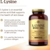 Solgar L-Lysine 1000 mg, 250 Tablets - Enhanced Absorption and Assimilation - Promotes Integrity of Skin and Lips - Collagen Support - Amino Acids - Non-GMO, Vegan, Gluten Free - 250 Servings