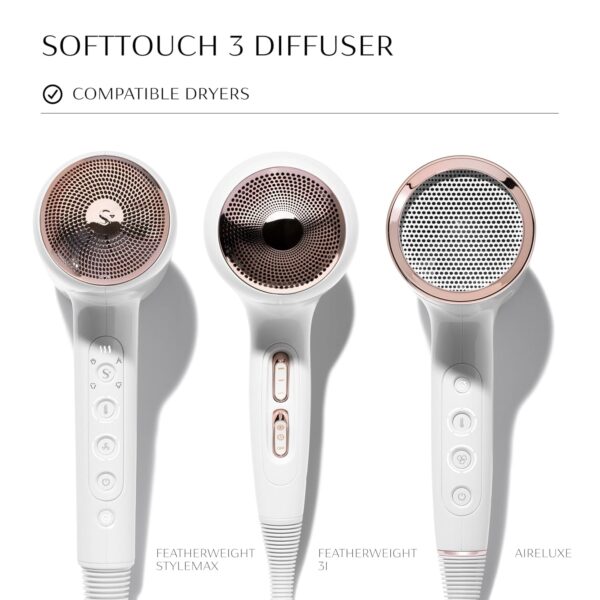 T3 SoftTouch 3 Diffuser | Compatible with T3 AireLuxe, T3 Featherweight StyleMax & T3 Featherweight 3i Hair Dryers only | Volumize, Define Curls and Eliminate Frizz for Wavy, Curly or Coily Hair
