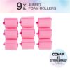 Conair Foam Hair Rollers - Heatless hair curlers - Foam Rollers - Heatless Hair rollers in Large - Pink - 9 Count w/storage case