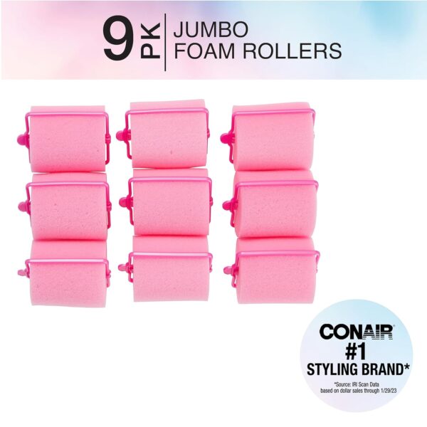 Conair Foam Hair Rollers - Heatless hair curlers - Foam Rollers - Heatless Hair rollers in Large - Pink - 9 Count w/storage case