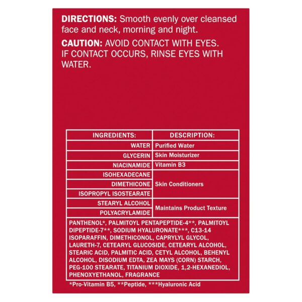 Olay Niacinamide Face Moisturizer, Firming Cream for Women, Non-Greasy - Anti-Wrinkle, Anti-Aging, Hydrating, Renewing, Stronger Skin Barrier, Smooths - Peptides, 1.7 Oz