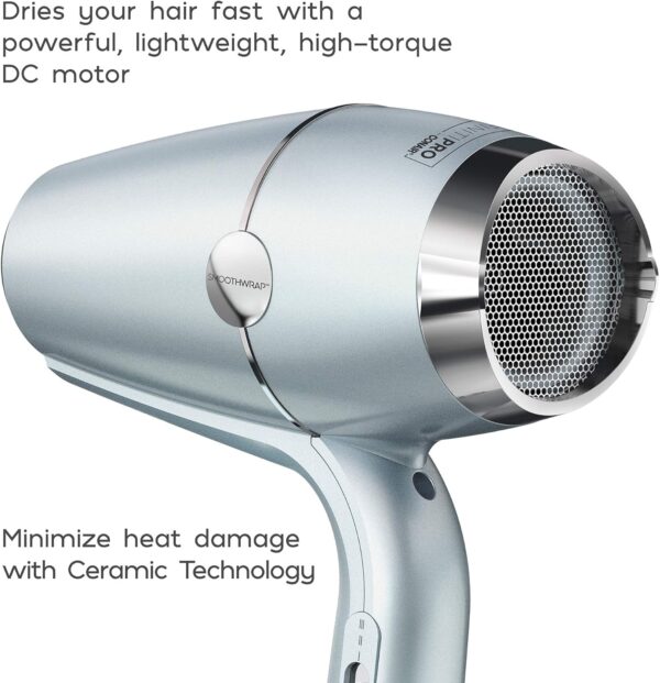 INFINITIPRO BY CONAIR SmoothWrap Hair Dryer with Diffuser | Blow Dryer for Less Frizz, More Volume and Body | With Advanced Plasma and Ceramic Technology | Mint