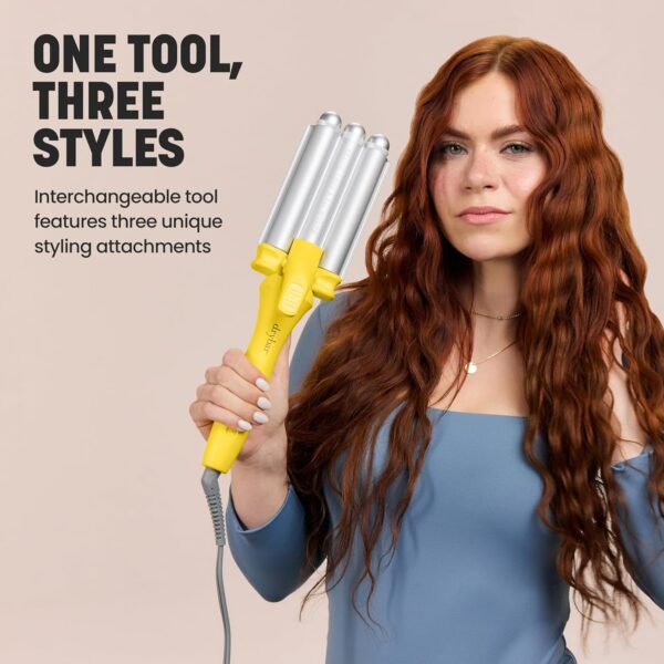 Drybar The Mixologist Interchangeable Styling Iron | One Tool with Three Different Hair Styles of Waves and Curls, Reduces Frizz, Adds Shine, Maintains Healthy Locks for all Hair Types