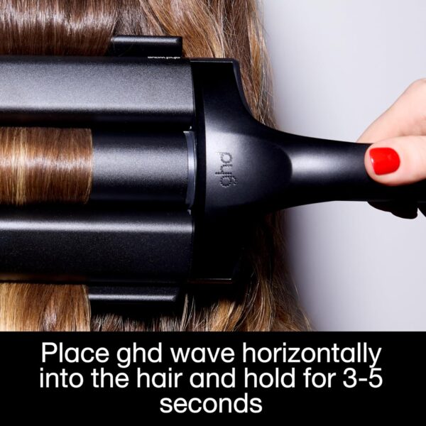 GHD Wave Triple Barrel Hair Waver, Black, Professional Ceramic Styling Tool for Beach Waves, 1.3 Inch Barrels, 365°F Temperature Control