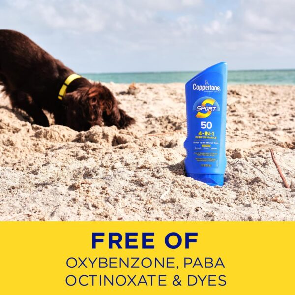 Coppertone SPORT Sunscreen SPF 50 Lotion, Water Resistant Sunscreen, Body Sunscreen Lotion, 7 Fl Oz