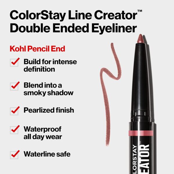 REVLON Liquid Eyeliner & Smoky Kohl Pencil, ColorStay Line Creator Eye Makeup, Waterproof & Transferproof, 152 Leathercraft, 0.004 oz