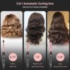 Rotating Curling Iron - 3 in1 Automatic Curling Iron with Interchangeable CurlingWand, 3/4, 1 1/4, 1 Inch CurlingIron for Lasting Beach Waves, Adjustable Temp, Instant Heat, Dual Voltage (Black)