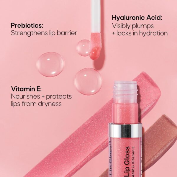 Almay Color & Care Hydrating Lip Gloss, Soft Natural Hues, Prebiotic Complex, Hyaluronic Filling-Sphere Technology, 100 Pink Twilight, 0.1 Fl Oz