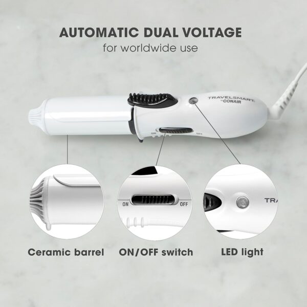 Conair Travel Curling Iron, Mini 1- Inch Ceramic Curling Iron in White by Travel Smart