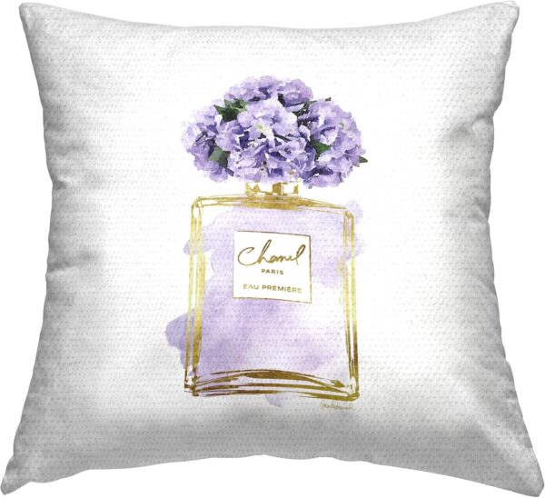 Stupell Industries Purple Fashion Perfume Floral Outdoor Printed Pillow, 18 x 18