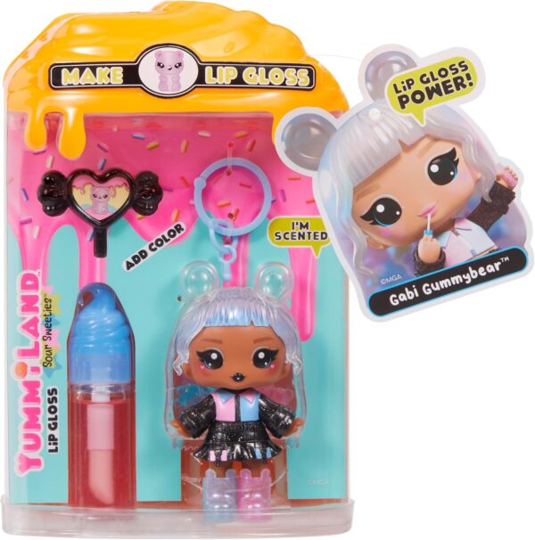 Yummiland Lip Gloss Doll: Sour Sweeties - Gabi Gummybear Includes DIY Lip Gloss + Removable Keychain, Cosmetic Play, Collectible, Ages 4+