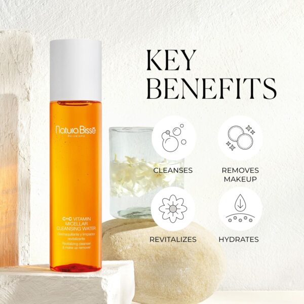 Natura Bissé C+C Vitamin Micellar Cleansing Water, Revitalizing Cleanser & Makeup Remover, Cleanses, Revitalizes & Hydrates, 7 Oz