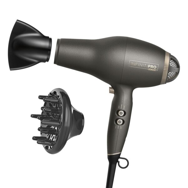 INFINITIPRO BY CONAIR FloMotion Pro Hair Dryer | Personalize Your Drying Experience with Adjustable Airflow | Includes Diffuser and Concentrator