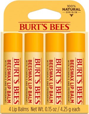 Beeswax Lip Balm Pack by Burts Bees for Unisex - 4 x 0.15 oz Lip Balm