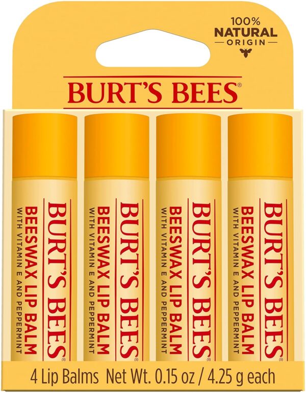 Beeswax Lip Balm Pack by Burts Bees for Unisex - 4 x 0.15 oz Lip Balm