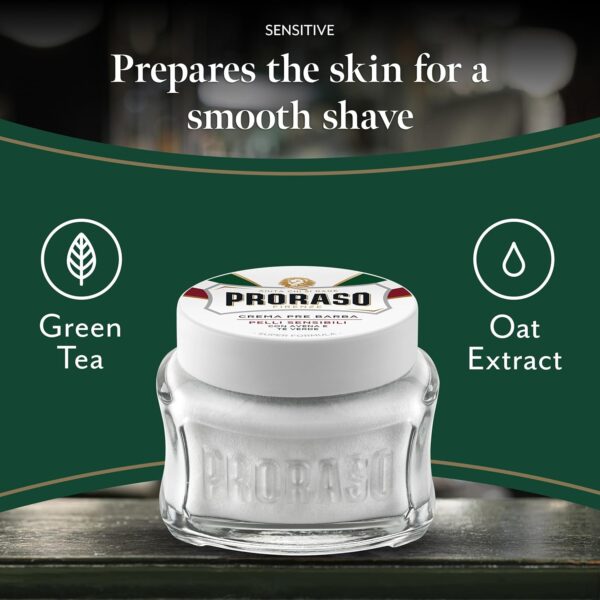 Proraso Pre-Shave Conditioning Cream for Men, Sensitive Skin Formula with Oatmeal and Green Tea, 3.6 Ounce (Pack of 1)