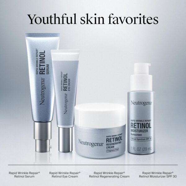 Neutrogena Rapid Wrinkle Repair Retinol Face Moisturizer, Fragrance Free, Anti-Aging Face Cream with Retinol & Hyaluronic Acid, 1.7 oz + Trial Size Hydro Boost Facial Cleanser, 0.5 fl. oz