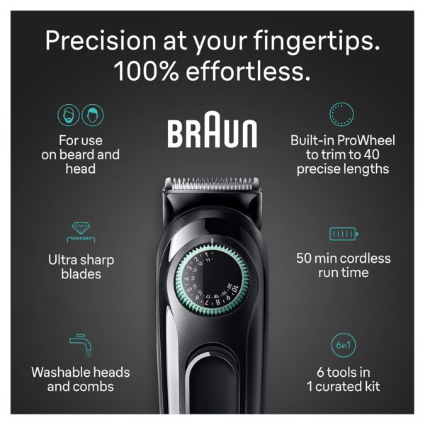 Braun All-in-One Style Kit Series 3 3460, 6-in-1 Trimmer for Men with Beard Trimmer, Ear & Nose Trimmer, Hair Clippers & More, Ultra-Sharp Blade, 40 Length Settings, Washable