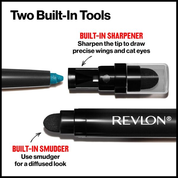 REVLON Pencil Eyeliner, ColorStay Eye Makeup with Built-in Sharpener, Waterproof, Smudgeproof, Longwearing with Ultra-Fine Tip, 201 Black, 0.01 Ounce (Pack of 2)