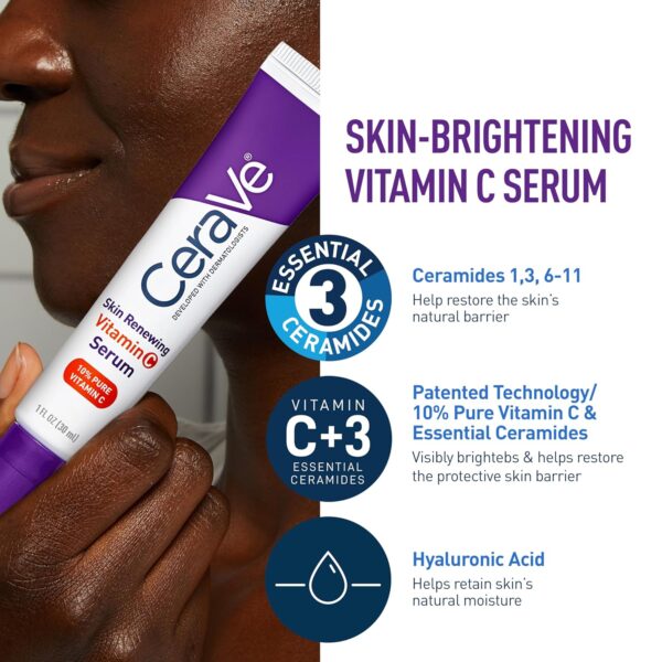 CeraVe Vitamin C Serum and Night Cream Skin Care Set, Brightening Serum with 10% Pure Vitamin C & Night Moisturizer with Peptides + Hyaluronic Acid, Travel Essentials, 1oz Vit C + 1.7oz Moisturizer