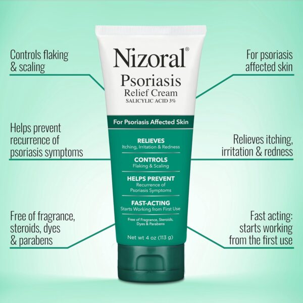 Nizoral Psoriasis Relief Cream- Relieves Itching, Irritation & Redness and Controls Flaking and Scaling with Maximum Strength Medicine (Salicylic Acid 3%), 4 Fl Oz