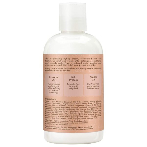 SheaMoisture Fair Trade Sulfate Free Coconut Hibiscus Curl & Style Milk with Silk Protein & Neem Oil For Thick, Defined, Curly Hair 8 oz