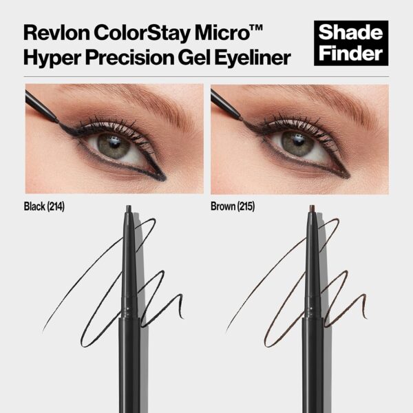 Revlon Gel Eyeliner, ColorStay Micro Hyper Precision Eye Makeup with Built-in Smudger, Waterproof, Longwearing with Micro Precision Tip, 215 Brown, 0.002 oz