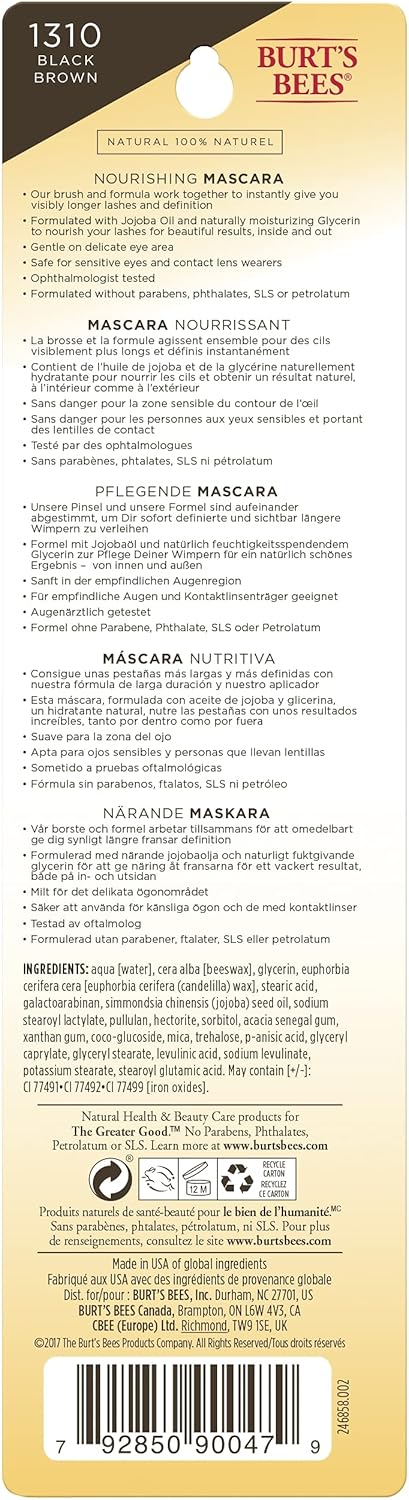 Burt’s Bees 100% Natural Nourishing Mascara, Black Brown - 0.4 Ounce
