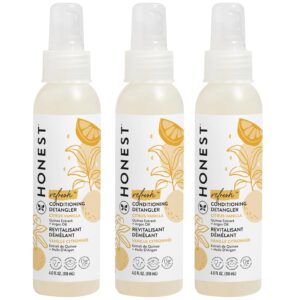 The Honest Company Conditioning Hair Detangler 3-Pack | Leave-in Conditioner + Fortifying Spray | Tear-free, Cruelty-Free, Hypoallergenic | Citrus Vanilla Refresh, 4 fl oz each (pack of 3)