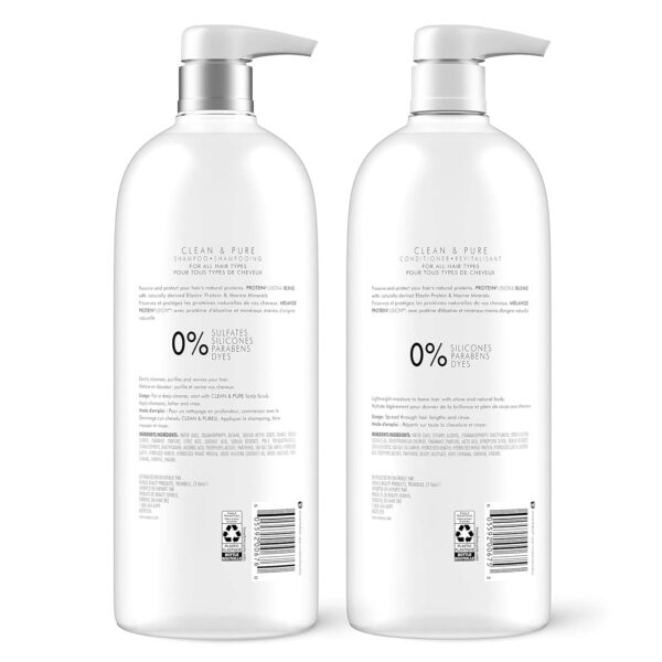 Nexxus Clean and Pure Clarifying Shampoo and Conditioner With ProteinFusion, 2-Pack for Nourished Hair Paraben Free Salon Shampoo 33.8 oz