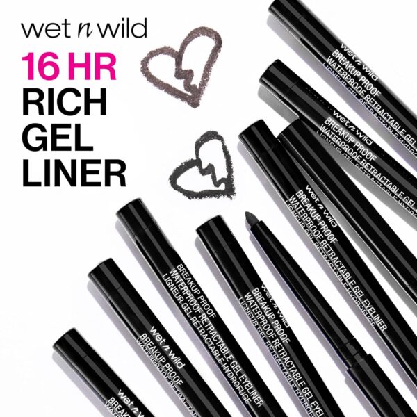 wet n wild Mega Last Breakup Proof Retractable Gel Eyeliner - Waterproof 16-Hour Long-Lasting Wear, Cruelty-Free & Vegan - Brick Brown