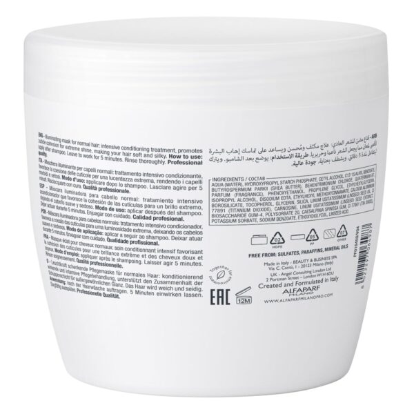 Alfaparf Milano Semi Di Lino Diamond Illuminating Hair Mask - Color Safe Deep Conditioner for Color Treated Hair - Adds Shine and Body - Sulfate, Paraben and Paraffin Free - Professional Salon Quality