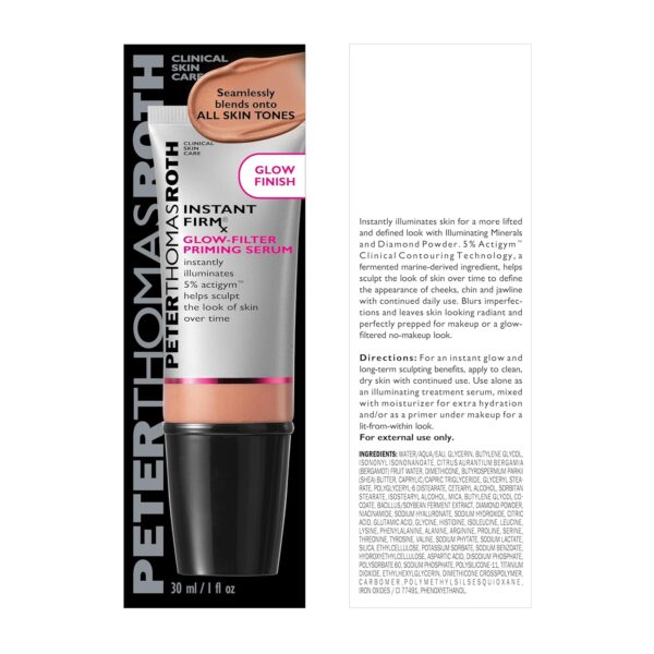 Peter Thomas Roth | Instant FIRMx Glow-Filter Priming Serum, Illuminating and Firming Serum, Helps Sculpt the Look of Skin Over Time, Blends Onto All Skin Tones