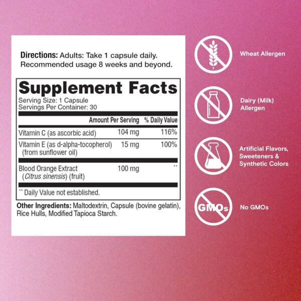 One A Day Skin Radiance, Skin Supplement to Support Hydration & Glow with Blood Orange Extract & Collagen Health with Vitamin C & Vitamin E, 30 Capsules