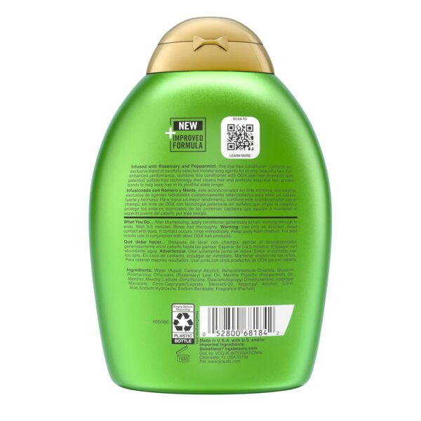 OGX Clarifying Strength + Rosemary Mint Conditioner, Clarifying Conditioner for Oily Hair Visibly Helps Remove Oil & Residue to Clear Away Buildup, Sulfate-Free Surfactants, 13 fl. oz