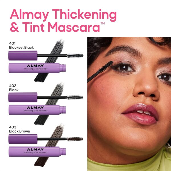 Almay Thickening & Tint Mascara, Instant Soft Full Volume, Conditions & Darkens Natural Lashes Over Time, No Flaking or Clumping, 402 Black, 0.28 fl oz