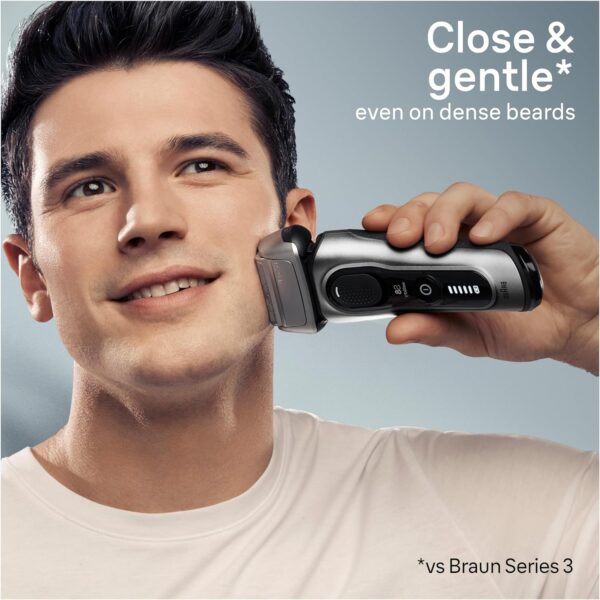 Braun Series 8 Electric Razor for Men, with 4+1 Shaving Elements & Precision Long Hair Trimmer, Close & Gentle Even on Dense Beards, Wet & Dry Electric Razor with 60min Runtime, 8517s Galvano Silver