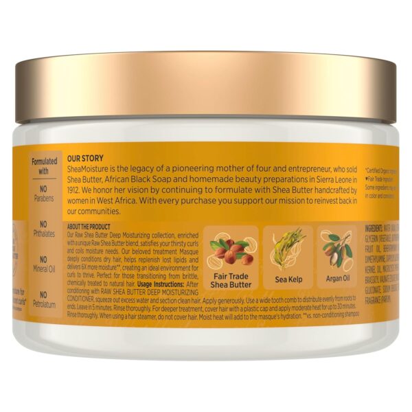 SheaMoisture Raw Shea Butter Deep Moisturizing Hair Masque, 11.5 fl oz - Deep Conditioner for Curly Hair to Moisturize and Renew, Sustainable, Organic, Cruelty-Free