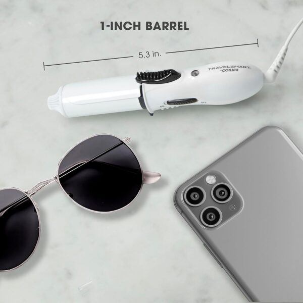 Conair Travel Curling Iron, Mini 1- Inch Ceramic Curling Iron in White by Travel Smart