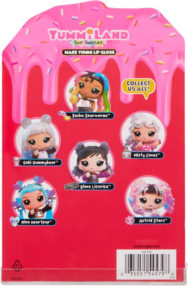 Yummiland Lip Gloss Doll: Sour Sweeties - Gabi Gummybear Includes DIY Lip Gloss + Removable Keychain, Cosmetic Play, Collectible, Ages 4+
