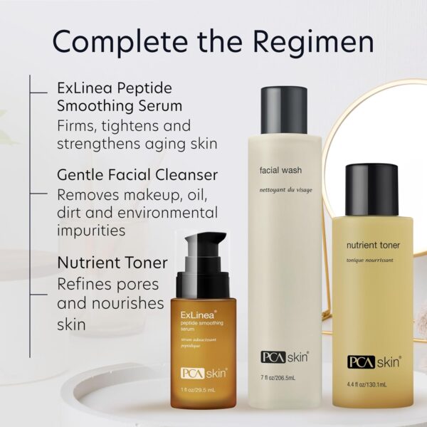PCA SKIN ExLinea Peptide Smoothing Face Serum, Spot Treatment Serum for Fine Lines and Wrinkles, Firms and Strengthens Aging Skin, Formulated with Squalene and Hyaluronic Acid, 1.0 oz Pump