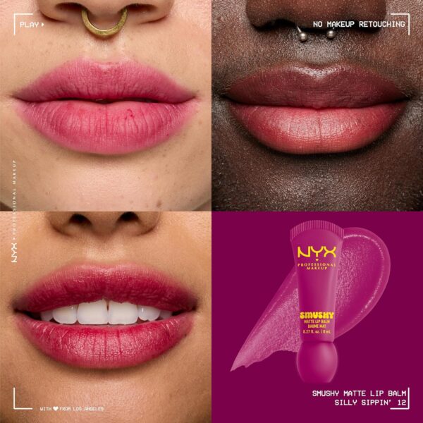 NYX PROFESSIONAL MAKEUP Smushy Matte Lip Balm, Tinted Lip Moisturizer with Soft, Matte Finish - Silly Sippin' (Deep Purple)