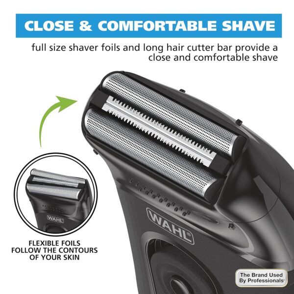 Wahl Compact Rechargeable Lithium Ion Shaver Kit with Hygienic Rinseable Foils & Cutter Bar with Dual Flexible Foils That Move with The Contours of Your Face - 7065