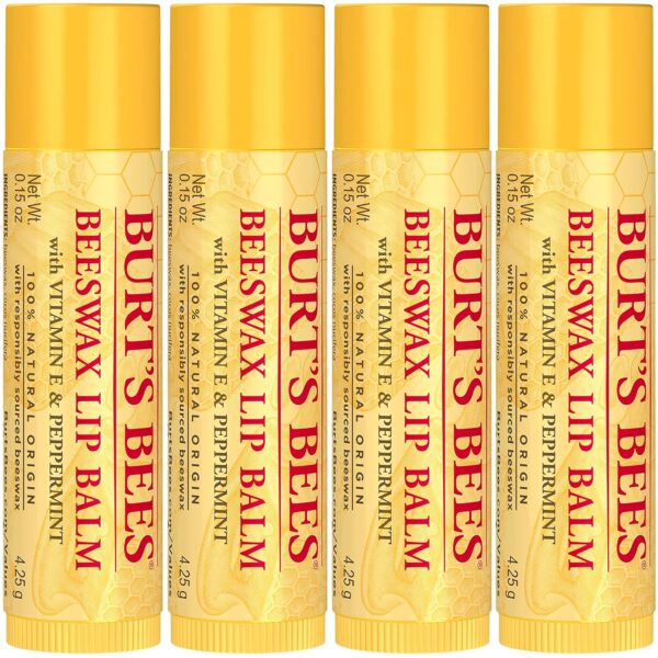 Beeswax Lip Balm Pack by Burts Bees for Unisex - 4 x 0.15 oz Lip Balm