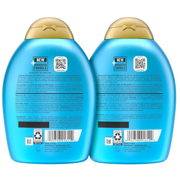 OGX Renewing + Argan Oil of Morocco Shampoo & Conditioner Set, Damage Repairing Shampoo & Conditioner Helps Strengthen & Repair Dry, Damaged Hair, Sulfate-Free Surfactants, 13 fl. Oz, 2 Pack